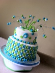 Lime Aqua Harlequin 16 birthday cake