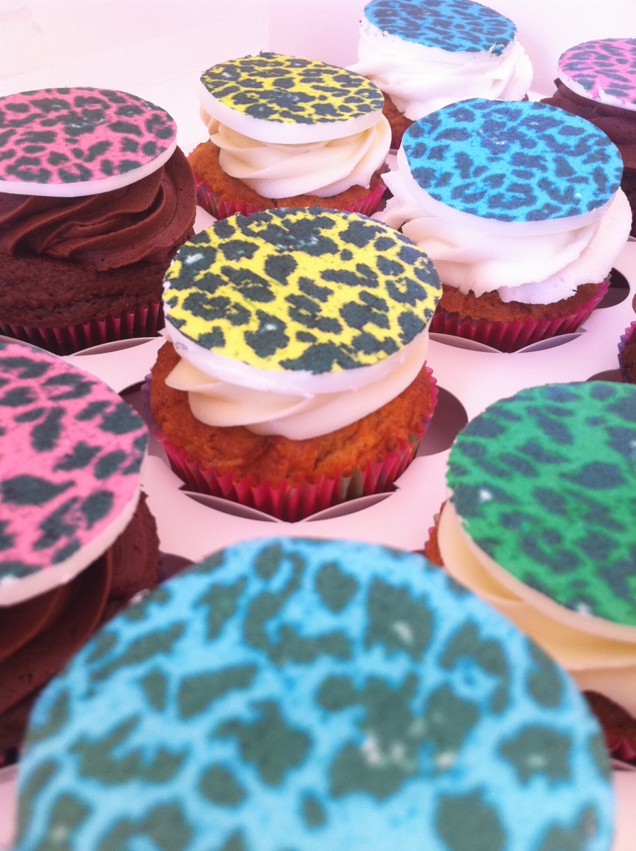 rainbow leopard print cupcakes