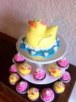 1st birthday duck cupcakes and smash cake